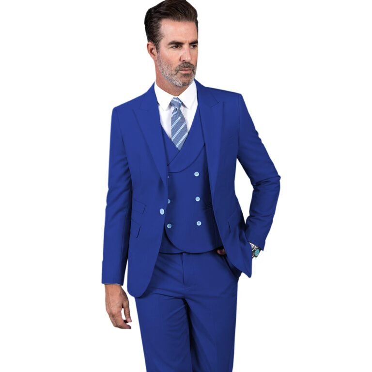 Ceehuteey Men’s 3 Pieces Slim Peak Lapel Regular Fit suit (Blazer+vest+Pants) – Royal