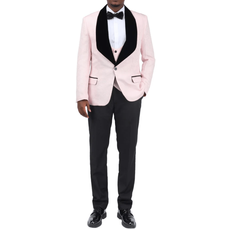 Ceehuteey Men’s Classic DesignPatterned Slim Fit 3 Piece Shawl Lapel Tuxedos