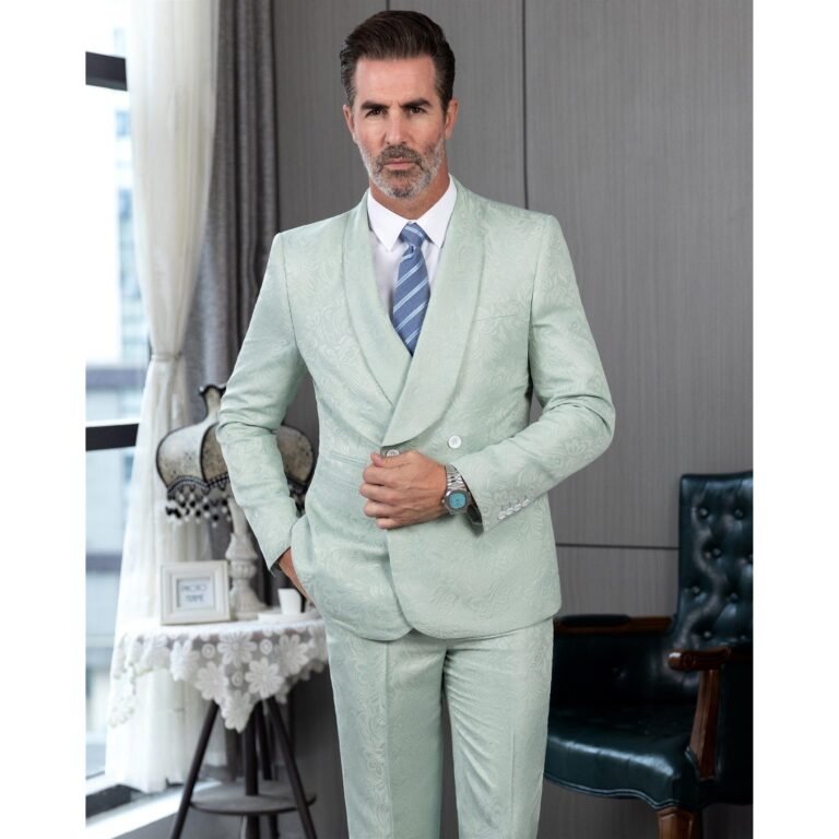 Ceehuteey Men’s Floral Double Breasted Patterned Slim Fit Dinner Suit Tuxedo
