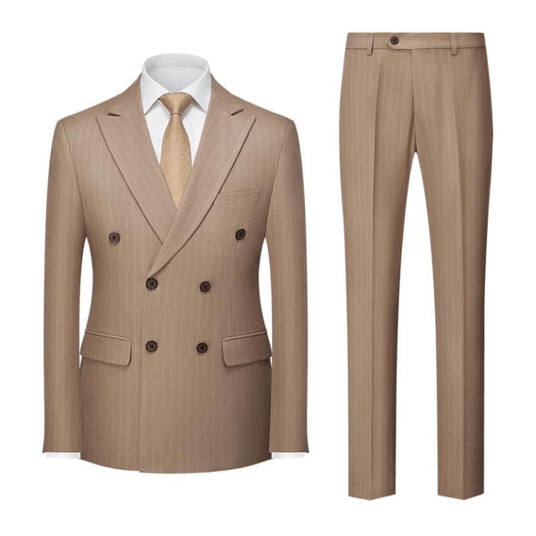 Ceehuteey Men’s Formal Striped 2 Pieces Double Breasted Peak Lapel Suit Tuxedos