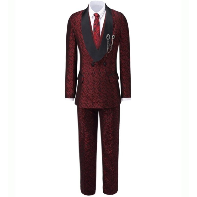 Ceehuteey Mens Suit 3 Pieces Formal Business Shawl Lapel Plaid Tuxedos Jacket for Wedding