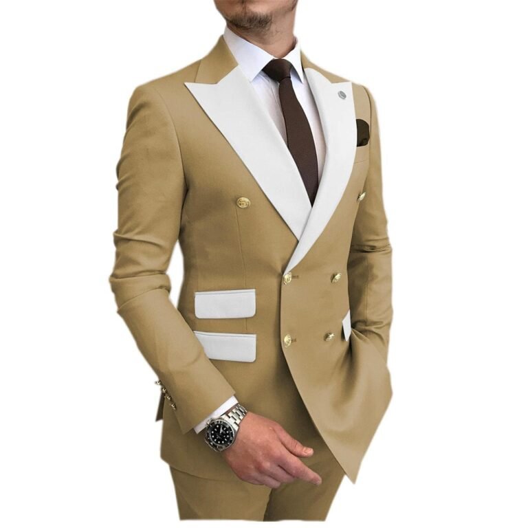 Ceehuteey Men’s Suit Casual Double Breasted 2 Piece Business Wedding (Blazer+Pants) – 42R