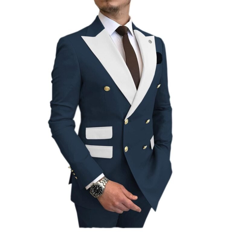 Ceehuteey Men’s Suit Casual Double Breasted 2 Piece Business Wedding (Blazer+Pants)