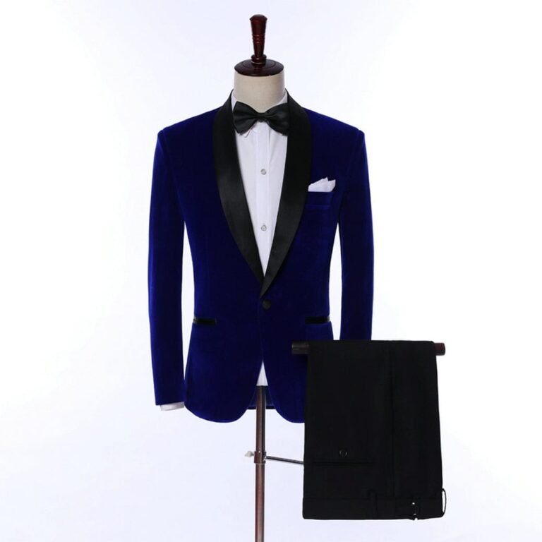 Ceehuteey Men’s Suit Formal Slim Fit 2 Piece Party Tuxedos (Blazer+Pants) – 42R / Navy