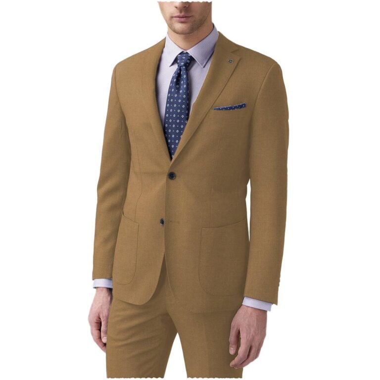 Ceehuteey Slim Fit Formal 2 pieces Mens Suit Blazer (Blazer+Pants) – 42R / Brown