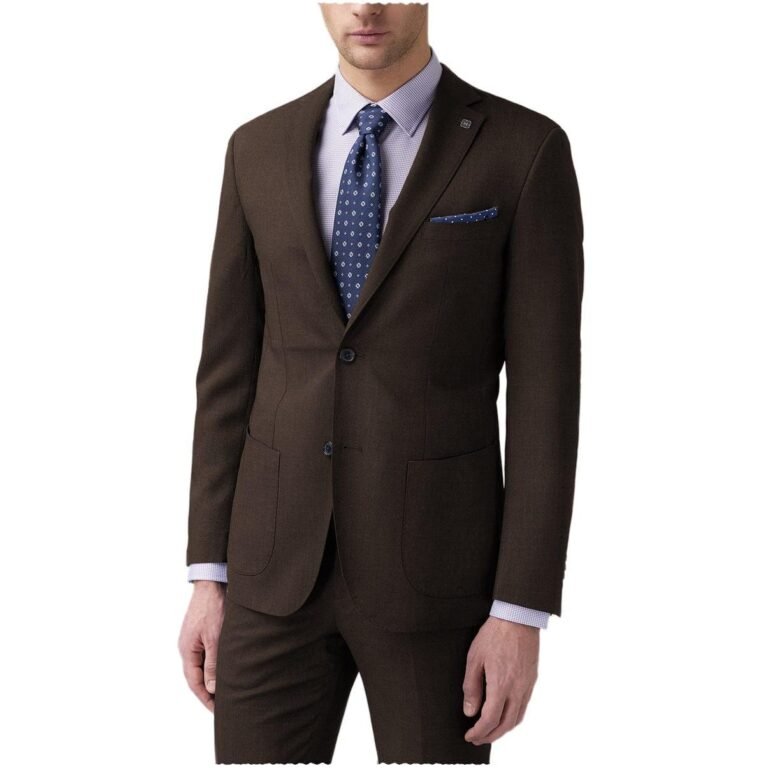 Ceehuteey Slim Fit Formal 2 pieces Mens Suit Blazer (Blazer+Pants) – 42R / Coffee
