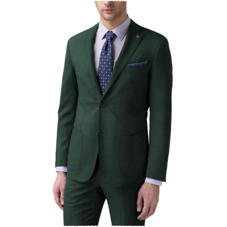 Ceehuteey Slim Fit Formal 2 pieces Mens Suit Blazer (Blazer+Pants) – 42R / Hunt Green