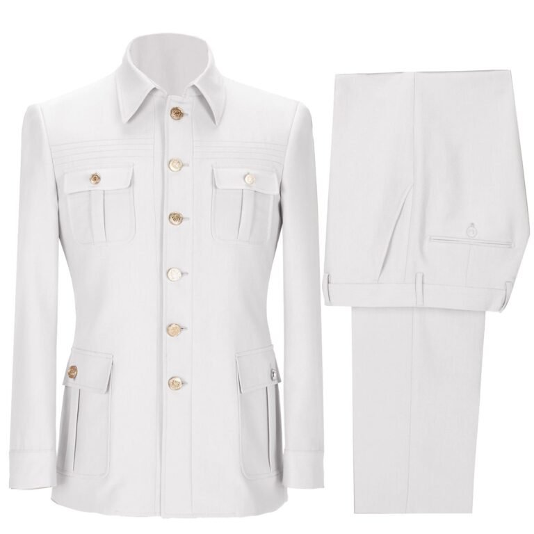 Ceehuteey Stylish Men’s 2 pieces Mens Suit Spread Collar Flat Tuxedos (Blazer+Pants)