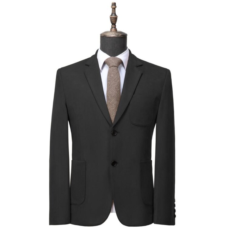 Ceehuteey Suede Men’s Fashion Notch Lapel Blazer Denim Jacket – Black / 42R