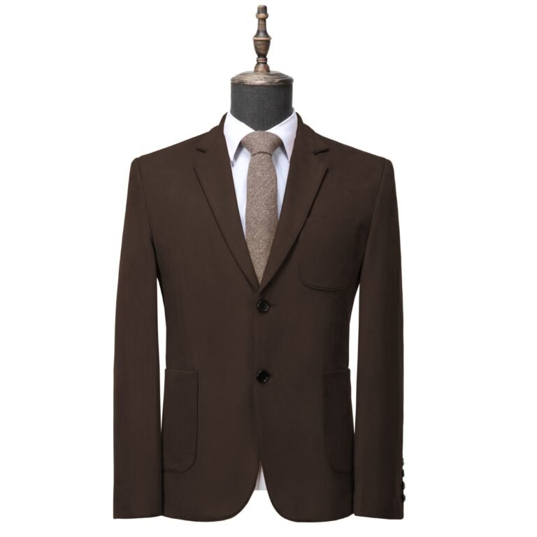 Ceehuteey Suede Men’s Fashion Notch Lapel Blazer Denim Jacket – Coffee / 42R