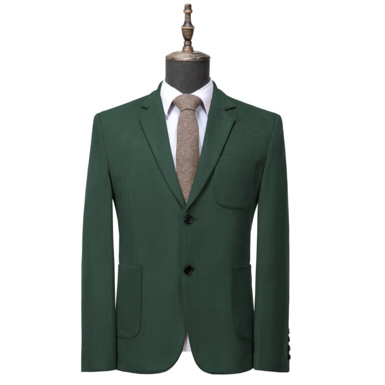 Ceehuteey Suede Men’s Fashion Notch Lapel Blazer Denim Jacket – Hunt Green / 42R