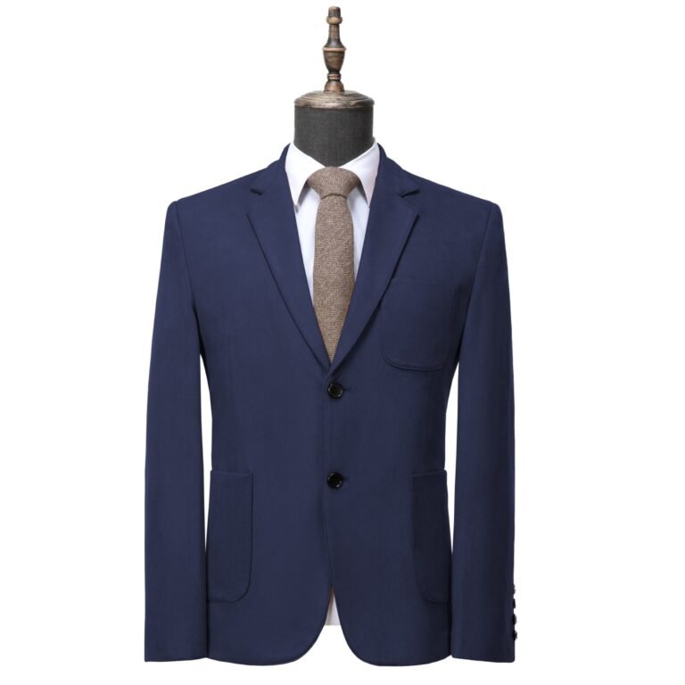 Ceehuteey Suede Men’s Fashion Notch Lapel Blazer Denim Jacket – Navy / 42R