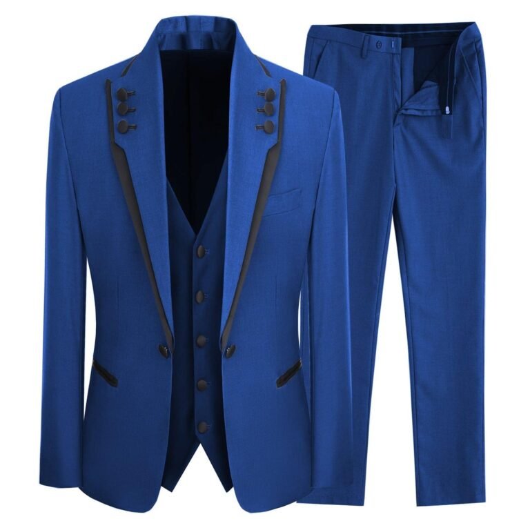 Ceehuteey Western Mens 3 Piece Suit Blazer Vest Pant for for wedding party – Royal Blue /