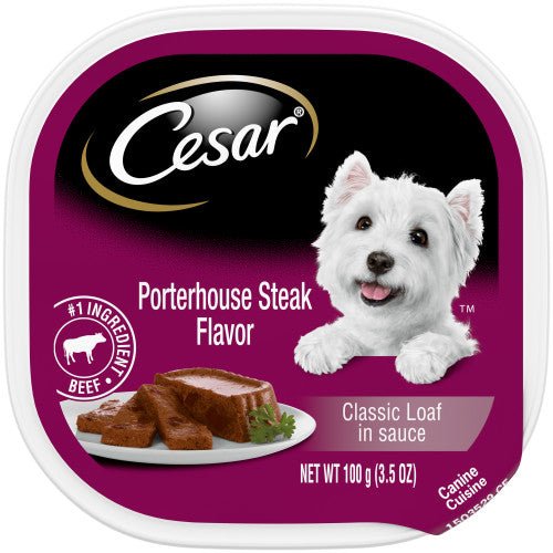 Cesar, Cesar Classic Loaf in Sauce Adult Wet Dog Food, Porterhouse Steak, 24Each/3.5 Oz