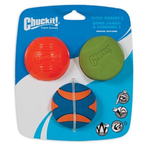 Chuckit!, Chuckit! Fetch Medley Balls Dog Toy Assortment, 2, Multi-Color, 1 Each/3 pk