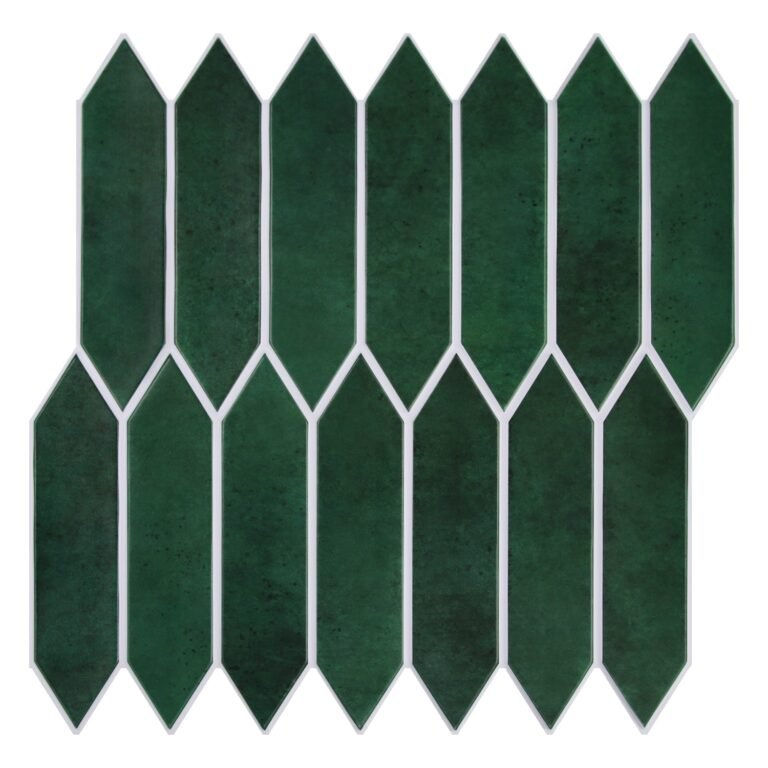3D Forest Green Elongated Hexagon Peel and Stick Wall Tile