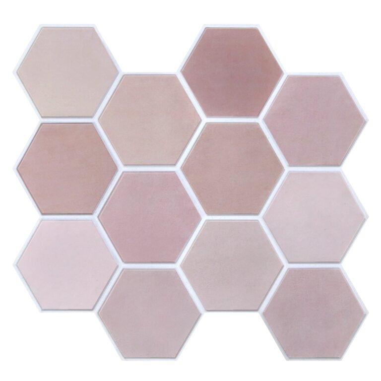 3D Pink Hexagon Peel and Stick Wall Tile