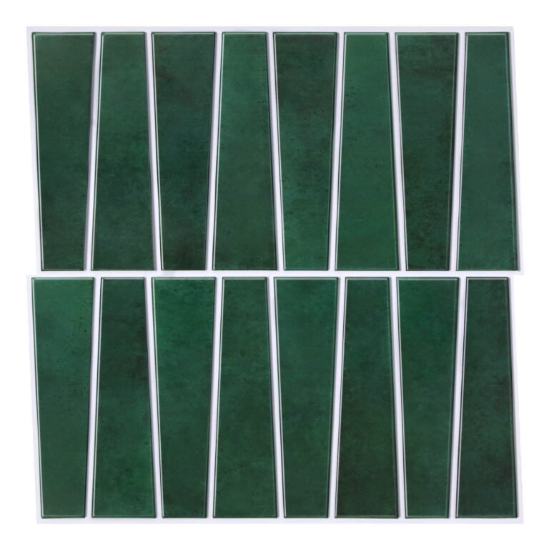 3D Trapezoid Forest Green Peel and Stick Wall Tile