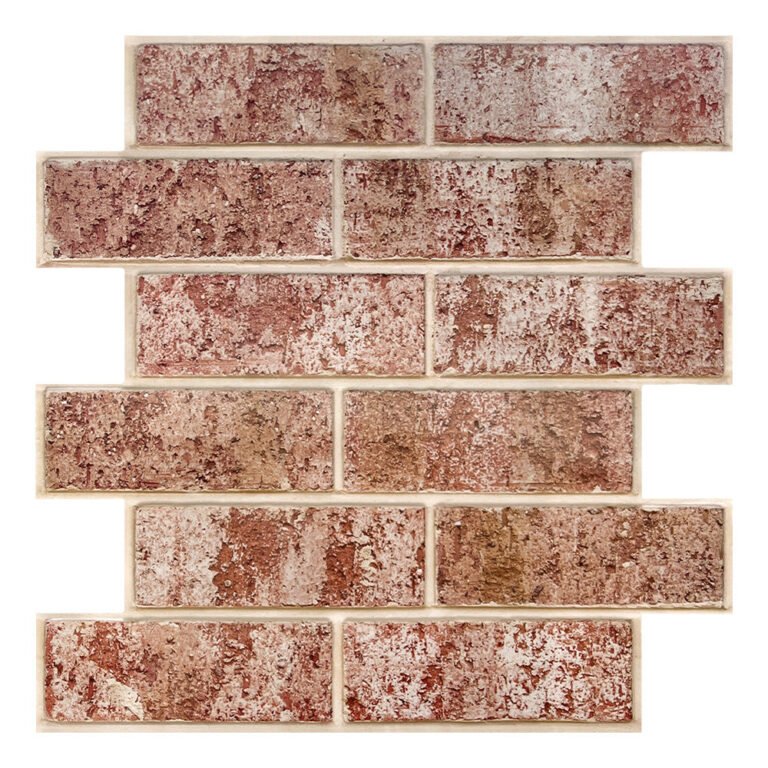 3D Whitewash Red Brick Peel and Stick Wall Tile