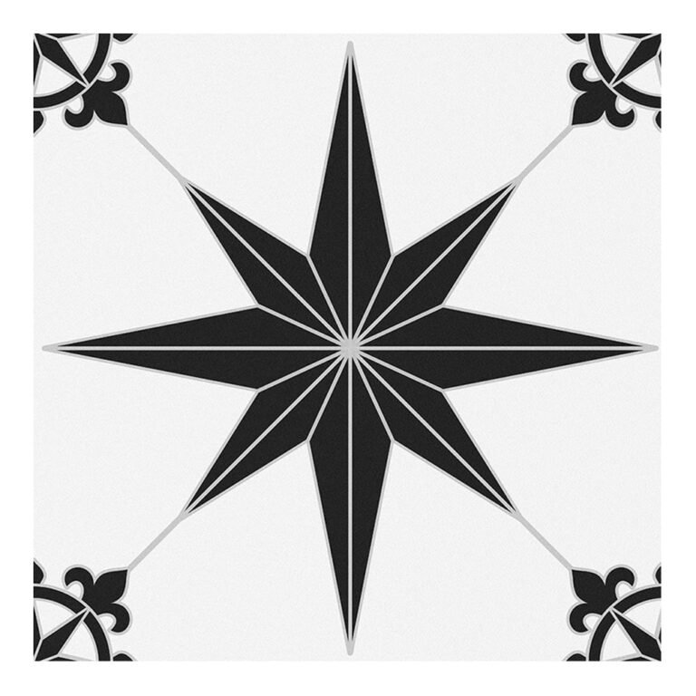 Black and White Star Peel and Stick Vinyl Floor Tile Sticker