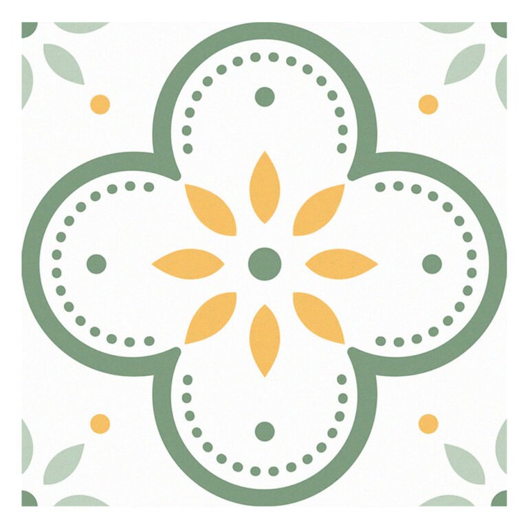 Green Flower Peel and Stick Vinyl Floor Tile Sticker