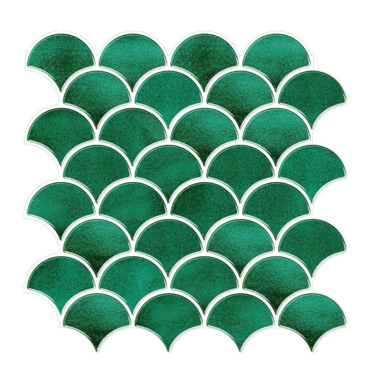 Green Marble Fish Scale Peel and Stick Backsplash Tile