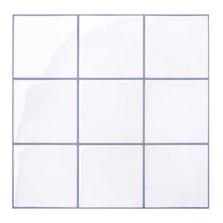 White and Grey Ceramic Square Peel and Stick Backsplash Tile
