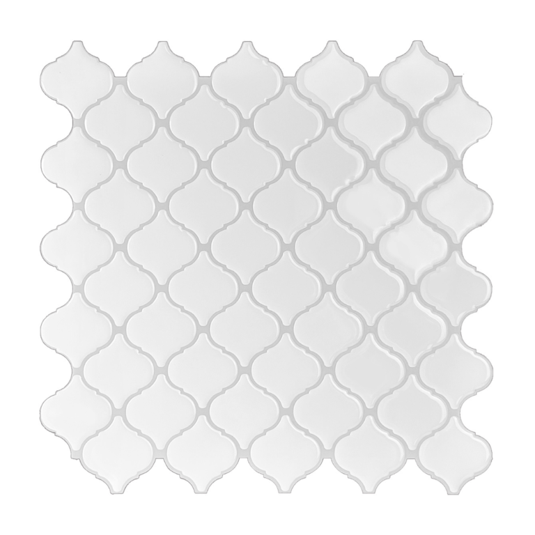 White Arabesque Backsplash Peel and Stick Tile