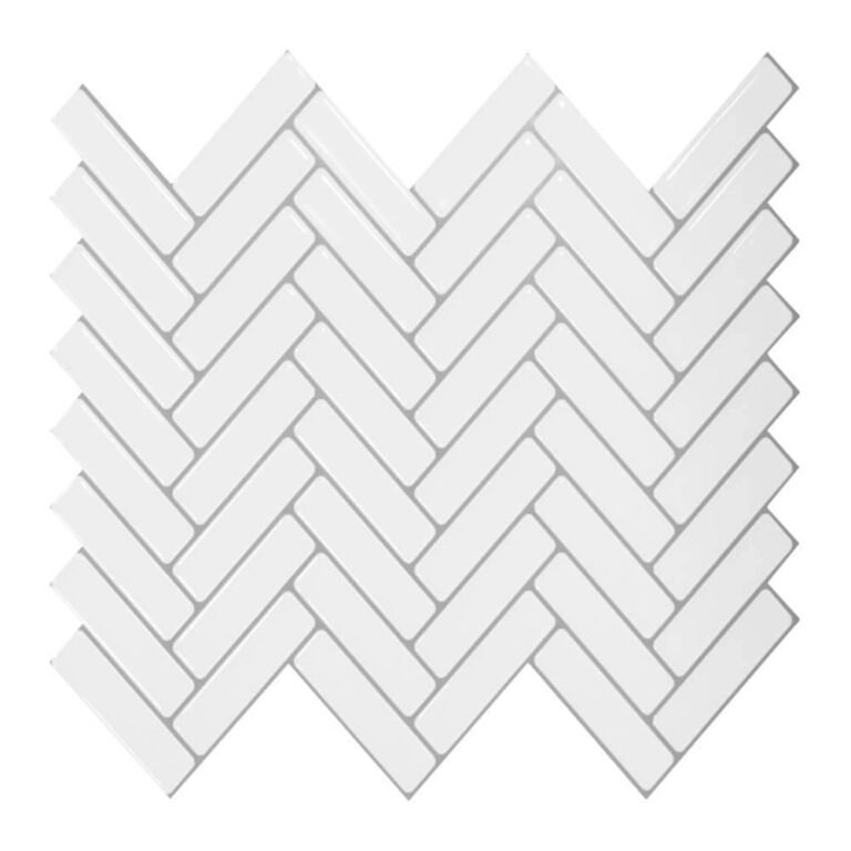 White Herringbone Backsplash Peel and Stick Tile