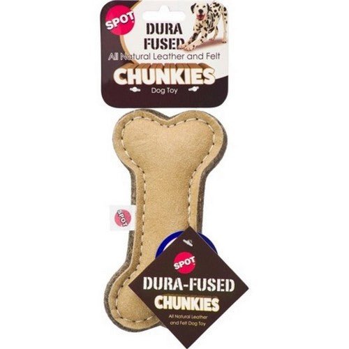 Doc and Phoebes, Dura Fuse Leather Chunky Dog Toy Bone, 1 Count / 6 Inches
