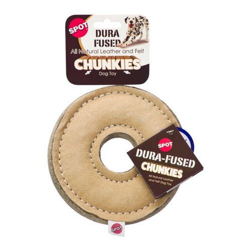 Doc and Phoebes, Dura Fuse Leather Chunky Dog Toy Ring, 1 Count / 6 Inches