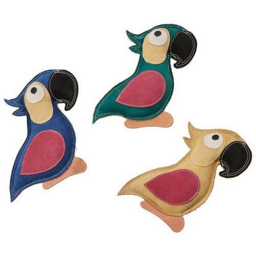 Doc and Phoebes, Dura Fuse Leather Parrot Dog Toy Assorted, 1 Count / 8 Inches