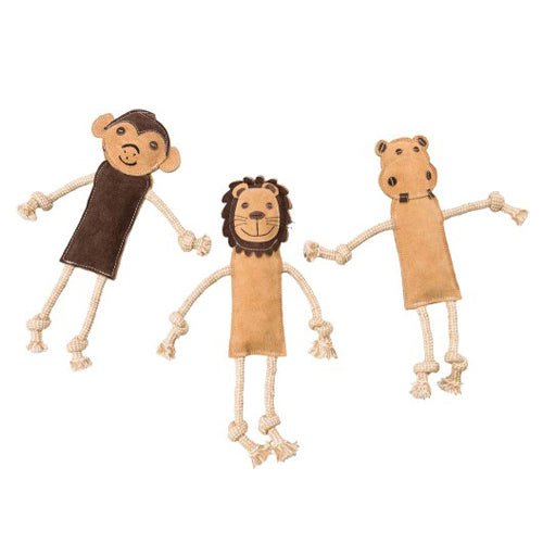 Dura-Fused, Dura-Fused Leather Jungle Dog Toy Assorted, Brown, Tan, 1 Each/14 in