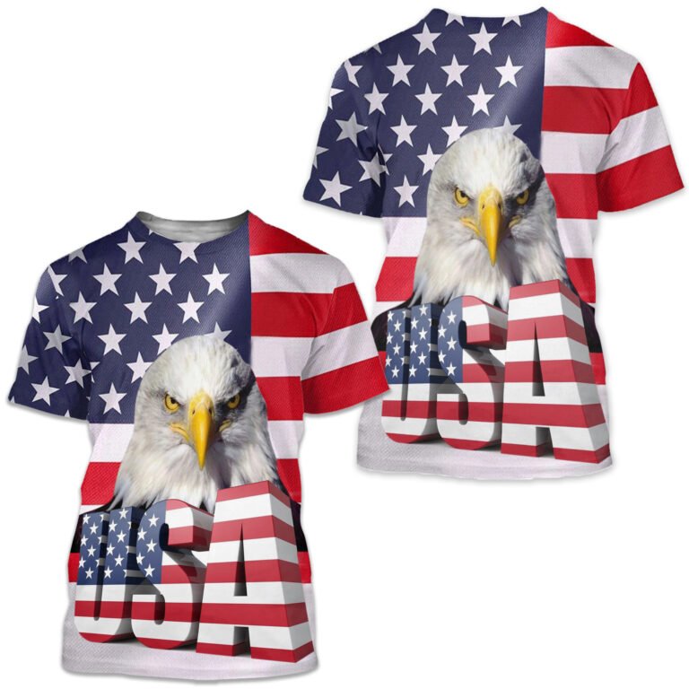 Eagle Flag America 3d Print Short Sleeve Daily Tops