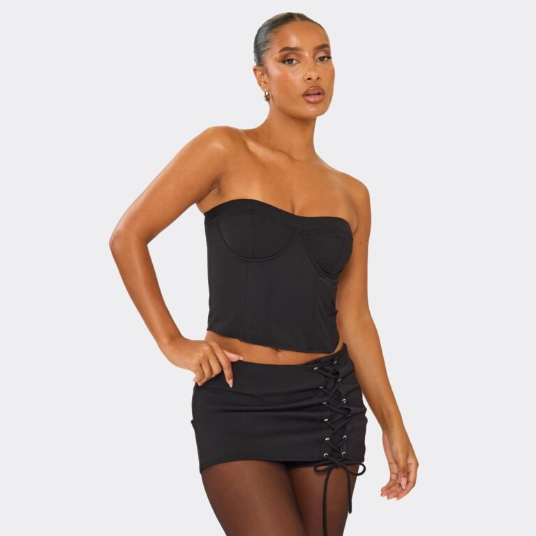 Bandeau Underwired Corset Crop Top In Black, Women’s Size US 6
