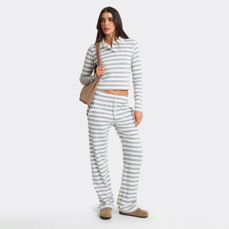 Drawstring Waist Straight Leg Joggers In White Contrast Stripe, Women’s Size US XS