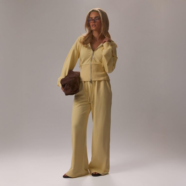 Low Rise Drawstring Waist Wide Leg Joggers In Lemon, Women’s Size US 2