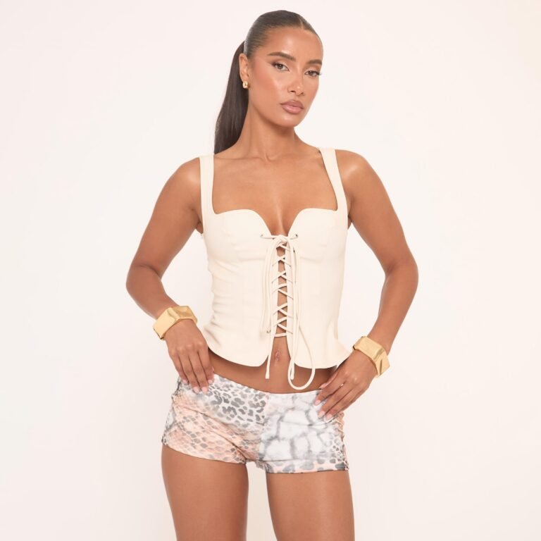 Low Rise Micro Shorts In Brown Multi Print, Women’s Size US 10