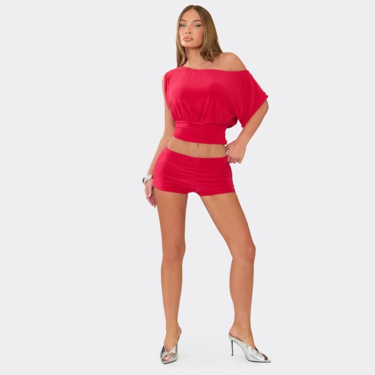 Low Rise Mini Shorts In Red Slinky, Women’s Size US 2