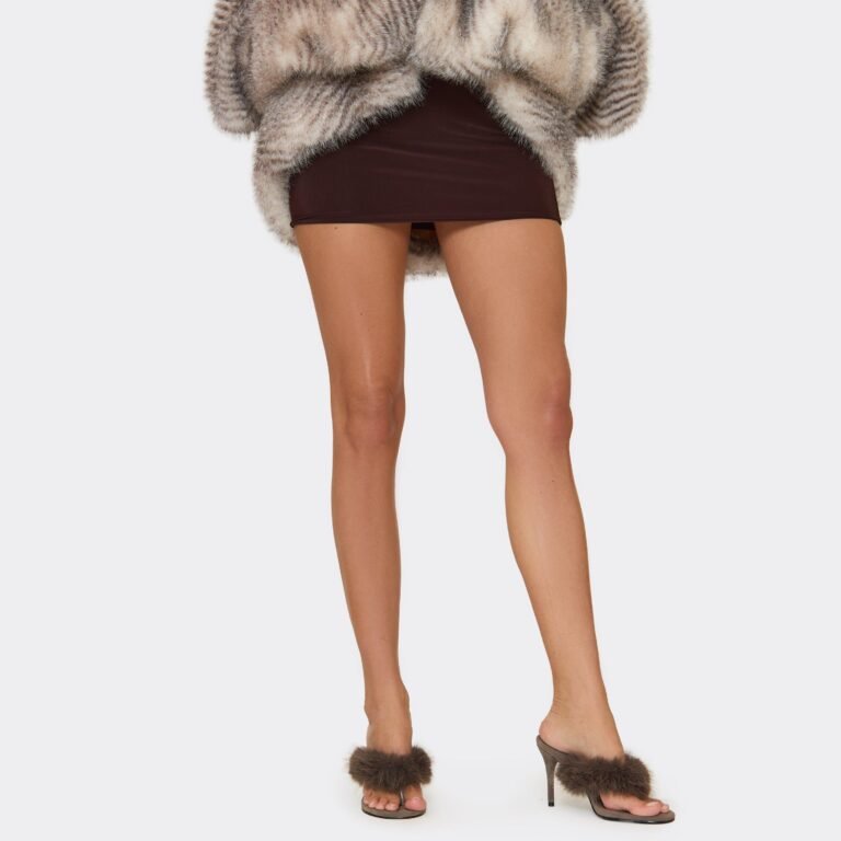 Ostara Faux Feather Thong Strap Heeled Mule In Taupe Faux Suede, Women’s Size US