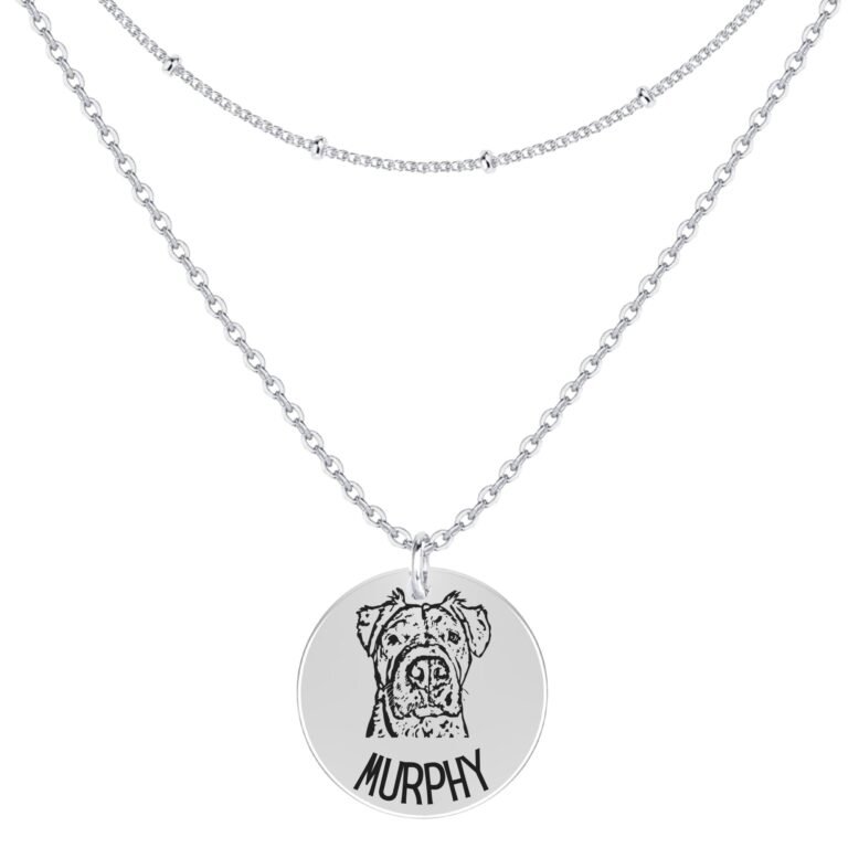 Engraved Necklace with Engraved Pet's Face (Silver)