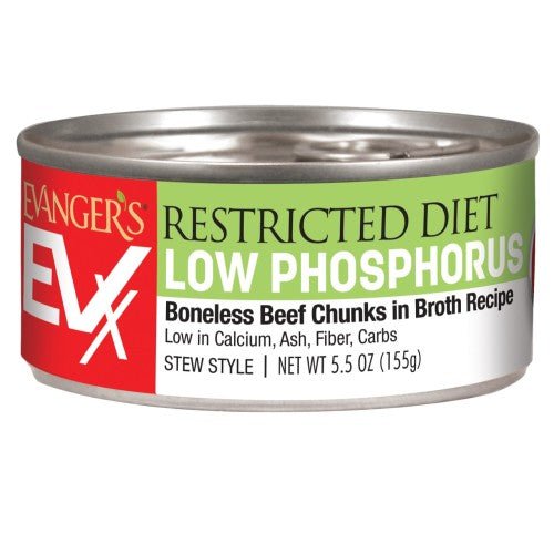 Evangers, Evanger’s EVx Restricted Diet Low Phosphorus Wet Cat Food, Boneless Beef Chunks