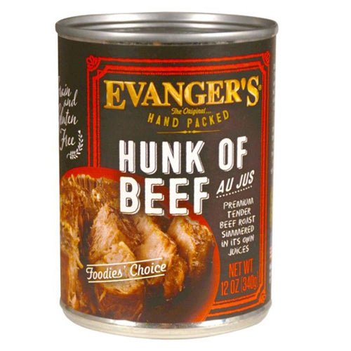 Evangers, Evanger’s Hand Packed Wet Dog Food, Hunk of Beef, 12Each/12 Oz, 12 Pack (Count