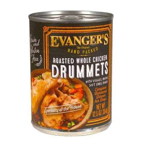 Evangers, Evanger’s Hand Packed Wet Dog Food, Roasted Chicken Drummet Dinner, 12Each/12