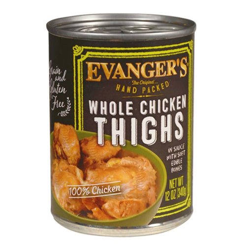Evangers, Evanger’s Hand Packed Wet Dog Food, Whole Chicken Thighs, 12Each/12 Oz, 12 Pack