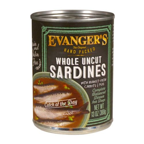 Evangers, Evanger’s Hand Packed Wet Dog Food, Whole Uncut Sardines, 12Each/12 Oz, 12 Pack