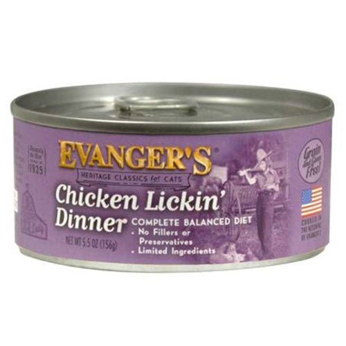 Evangers, Evanger’s Heritage Classic Wet Cat Food, Chicken Lickin’, 24Each/5.5 Oz, 24