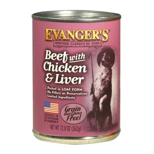 Evangers, Evanger’s Heritage Classic Wet Dog Food, Beef, Chicken & Liver / 12.8 Oz (Count