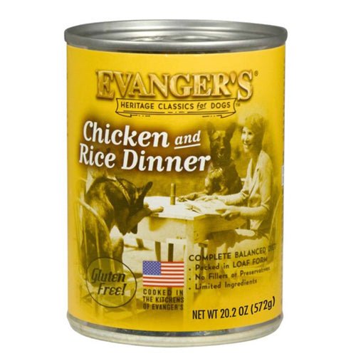 Evangers, Evanger’s Heritage Classic Wet Dog Food, Chicken & Rice, 12Each/20.2 Oz, 12
