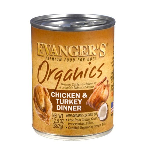 Evangers, Evanger’s Organics Wet Dog Food, Chicken & Turkey, 12Each/12.8 Oz, 12 Pack
